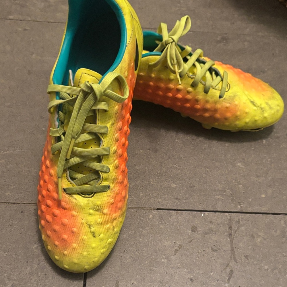 Nike Yellow and Orange Soccer Cleats